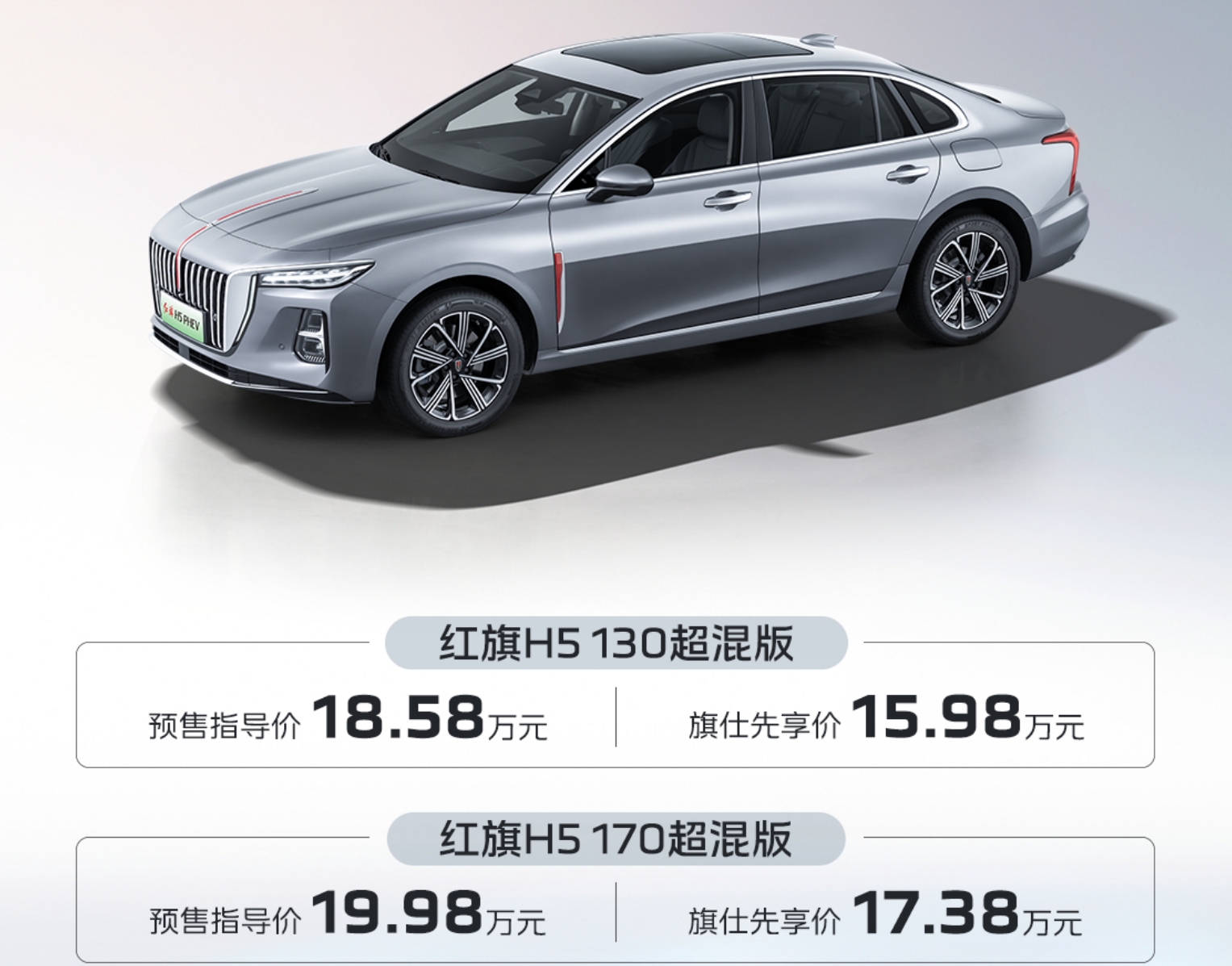 红旗H5 PHEV开启预售 先享价15.98万-17.38万元